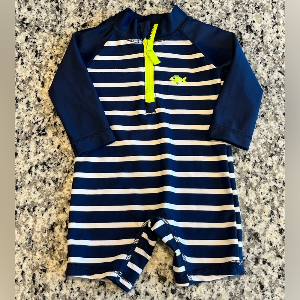 Carter's Boys Blue and White Rashguard Swim Outfit, Size 3 Months